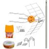 TECNOVOZ Kit antenna TV Tecatel + amplificatore antenna TV 30 dB 2UHF + alimentatore 2 uscite + connettori + 20 m di cavo TELEVES