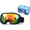 DiiWmme OTG Occhiali da sci uomo donna anti nebbia snowboard occhiali protezione UV | Design OTG, si adatta sopra gli occhiali, protezione UV anti-appannamento, compatibile con casco, cinturino regolabile