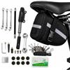 Genossen Kit completo per la riparazione della bicicletta con borsa da sella, mini pompa da 120 PSI, attrezzo multifunzione, smontagomme in metallo e kit di riparazione per mountain bike e bici da corsa