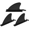 GRIRIW 3 Pezzi Pinna Posteriore a Sgancio Rapido 4,5 Pollici | Tavole Gonfiabili e Modelli Sup, in PVC Nero, Installazione Rapida e Formato Portatile
