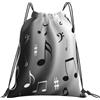 Tamiger Stampa note musicali stampa leggero pieghevole coulisse zaino sport all'aperto allenamento viaggio yoga, bianco, Taglia unica, Classico