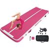 MEKETUM Air Turn Track - Tappetino da ginnastica gonfiabile da 2 m, 3 m, 4 m, 5 m, 10/20 cm di spessore, antiscivolo, per casa, allenamento, tumbling, yoga, attività all'aperto, fitness (rosa