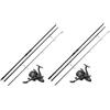 A&M Angelsport Set di 2 confezioni da pesca alla carpa, serie C, 3,60 m, 1,3 kg + 2 Quick | 2 canne da pesca alla carpa, 2 mulinelli a ruota libera con bobine di ricambio e lenza monofilo Camo da 0,33 mm