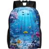Tamiger Borsa da campeggio zaino a doppia spalla con stampa a tema oceano | Zaino da viaggio leggero unisex per uso quotidiano, lavoro, viaggi di lavoro, sport, adatto sia