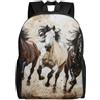 Tamiger Horses Running Art Print Double Shoulder Backpack Camping Bag | Zaino da viaggio leggero unisex per uso quotidiano, lavoro, viaggi di lavoro, sport, adatto sia