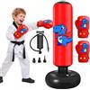 Fohil Sacco da Boxe per Bambini, 120cm Sacco da Boxe da Terra con Guantoni per Bambino da 3 a 8 Anni per Karate e Taekwondo, Regalo per Bambini