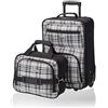 Rockland Set di valigie verticali Softside moda, Plaid nero., 2-Piece Set (14/19), Set Bagagli