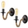 Riserva 2 pezzi di applique da parete per interni, lampada da parete vintage industriale con corda di canapa, applique per corridoio, loft, camera da letto [27 lampadine non incluse]