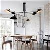 HomeLover Serge Mouille Lampadario industriale a braccio lungo ragno lampada da soffitto per ristorante camera da letto soggiorno nero Ruota lampada regolabile