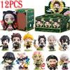 Bandai Figurina Anime Demon Slayer 10CM, Blind Box, Tanjiro Kamado Nezuko, Modello in PVC, Ornamento da Scrivania, Regalo per Bambini, Natale, Halloween