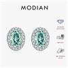 MODIAN 1CT D Colore Verde Moissanite Halo Orecchini in argento sterling 925 Eleganti orecchini ovali per le donne Gioielleria raffinata del partito