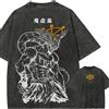 Bandai T-shirt Mahoraga Wheel Jujutsu Kaisen con Spada a Otto Manici, Vintage Lavato Oversize, Grafica Anime Streetwear Retrò, Top da Uomo
