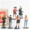 Bandai Set di 6 Statuette Anime One Piece, Monkey D. Luffy, Roronoa Zoro, Sanji, Modelli d'Azione in PVC, Ornamenti da Scrivania, Giocattoli da Collezione, Regali