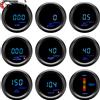 RYSJM Manometro Universale 2 Pollici 52MM con Display Digitale LED Blu 12V, Indicatore Pressione Olio, Temperatura Acqua, Voltmetro, Tachimetro RPM, Misuratore Turbo Boost