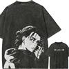 Bandai Maglietta Eren Yeager Attack on Titan da uomo, effetto acid wash, Eren Founding Titan, streetwear anime, Shingeki no Kyojin, t-shirt grafica.