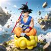 Bandai Statuetta Dragon Ball da 20cm/7.87in, Goku Super Saiyan Seduto su Nuvola, Giocattolo Anime Cartoon, Decorazione da Scrivania