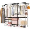 JUICY GOODS HOME Appendiabiti da terra, scarpiera, organizer per vestiti con ripiani e contenitore per scarpe, stendibiancheria, salvaspazio, facile installazione, in metallo, resistente, durevole