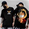 Bandai T-shirt con citazione di Monkey D. Luffy di One Piece, t-shirt da uomo e donna in cotone nero a maniche corte, casual, streetwear, anime, abbigliamento estivo alla moda