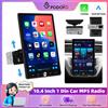Podofo 1 Din 10.4" Autoradio Wireless Carplay Android Auto Lettore MP5 per Auto Mirror Link Headunit Lettore Multimediale Universale Touch Screen Sistemi Auto Intelligenti BT TF USB Autoradio Supporto
