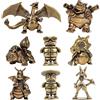 TAKARA TOMY Statuette in Metallo Pokémon da 3cm, Figurine Anime Creative in Ottone Massiccio, Charizard, Blastoise, Dragonite, Bulbasaur, Decorazione da Scrivania