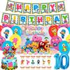 Potdemiel Set Decorazioni per Festa di Compleanno a Tema POCOYOING con Striscione, Palloncini, Topper per Torta, Sfondo e Regalo per Bambini