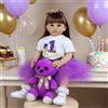 NONE Bambole Reborn da 24 Pollici - Neonati Realistici in Vinile Morbido con Vestito Viola - Giocattoli per Bambini e Bambine