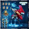 Bandai Action Figure di Thor, il Dio del Tuono, in Stile Marvel Anime, Modello Giocattolo in Stile Amazing Yamaguchi con Effetti di Fulmine Mjolnir e Mantello Rosso