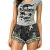 BLUE DIJIAO Shorts in Denim Vintage Y2K, Pantaloncini alla Moda Kpop Anni 2000, Abbigliamento Donna, Streetwear Harajuku Chic e Trendy, Shorts in Jeans con Patchwork