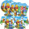 KAYOU Set di stoviglie usa e getta a tema Winnie the Pooh per feste: piatti, bicchieri, tovaglioli, tovaglia, Tigger, Eeyore, Maialino, per compleanni di bambini e baby shower.