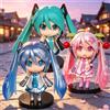 Bandai Articolo molto venduto: Statuetta di Hatsune Miku, Mini Personaggio Decorativo Kawai Rosa e Verde, Collezione per la Casa, Decorazione da Scrivania, Giocattolo