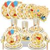 KAYOU Set di stoviglie usa e getta a tema Winnie the Pooh per feste: piatti di carta, bicchieri, tovaglioli, tovaglia, decorazioni a forma di favo di ape, ideale per feste di compleanno, baby shower e per