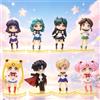 Bandai Set da collezione Sailor Moon e Guardiani Interni ed Esterni - Statuette in PVC stile Chibi, Maschera Tuxedo inclusa, Decorazione da scrivania