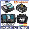 Powtree Batteria di Ricambio per Makita BL1830 9000mAh/6000mAh BL1840 BL1850 BL1860 BL1860B 18V con Caricabatterie Singolo 4A/Doppio 6A
