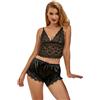 SUBBLIME SETS Vestaglia in Seta con Pantaloni Pizzo Subblime — Nero, S/M