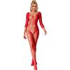 SUBBLIME BODYSTOCKINGS Bodystocking a Rete con Strass Subblime — Manica Lunga, Rosso