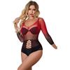 SUBBLIME DRESSES Lingerie Vestito a Rete Subblime — Manica Lunga, Rosso/Nero
