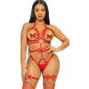 LEG AVENUE KINK Body Erotico con Imbracatura Leg Avenue Kink — Rosso, Taglia S