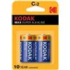 KODAK Batterie Alcaline C LR14 Kodak Max — 2 Unità