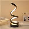 Chao Zan Lampada da comodino camera da letto moderne, Lampade da comodino a spirale moderne, abat jour da comodino con filo e spina, lampada da tavolo LED curvo (Nero)