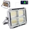 JINABLOSSY Faro LED Ricaricabile 150W, Faretto LED Esterno con Pannello Solare Portatile,5 Modalità Batteria Lampada Emergenza Proiettore LED,Luce da Lavoro,Campeggio,Cantiere,Pesca,Riparazione