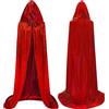 Winwild Velluto Capo con cappuccio, Velvet Cape Vampire Costume Ladies Men Adult per Carnevale Halloween Cosplay Costume (Rosso, 140cm)