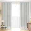 PETTI Artigiani Italiani Tende in Velluto con Pizzo Rebrodè, Coppia di 2 Pannelli 140x280 cm con Anelli per Soggiorno e Camera da Letto, Grigio Chiaro, Made in Italy