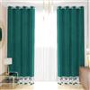PETTI Artigiani Italiani Tende in Velluto con Pizzo Rebrodè, Coppia di 2 Pannelli 140x280 cm con Anelli per Soggiorno e Camera da Letto, Ottanio, Made in Italy