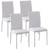 Easycomfort Set 4 Sedie Imbottite per Sala da Pranzo con Rivestimento in Similpelle, 41x50x91cm - Bianco