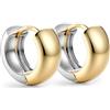 BodyBonita Orecchini Donna a Cerchio Color Oro e Color Argento, con Perni in Argento Sterling 925 Nodo Bicolore Orecchini, Pendenti Graffetta Huggie Statement Earrings Gioielli Donna