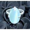 Offerta Di Natale Anello Da Uomo In Argento 925 Occhio Di Gatto Blu 11.95 Ct