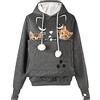 AMOYUN Donna Felpa con Tasca Moda Felpa con Cappuccio Sweatshirt Tasca Porta Gatti Cani E Animali Hoody Moda Felpe Casual Carrier Top Canguro Animale Domestico Cane Gatto Marsupio Grande Felpa con Cappotto