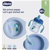 Chicco Set per la Pappa Composto da Tazza Training Cup, Primo Cucchiaio, Piatto Pappa Calda, Piatto Pappa Facile, Età 6 Mesi +, Blu, Versione per Bimbo