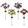 Generico Solar Flower Lights - 4 Pieces IP65 Waterproof LED Garden Stake Lamps, Decorative Solar Pathway Lights for Yard Lawn Patio Walkway Landscape Cemetery Outdoor Lighting Use