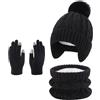 UJBVCX 3 Pezzi Set di Cappello a Maglia Sciarpa Guanti Bambini Invernale Berretto con Pompon di Caldo Accessori Invernali 3in1 Set per Bambina 3-10 Anni